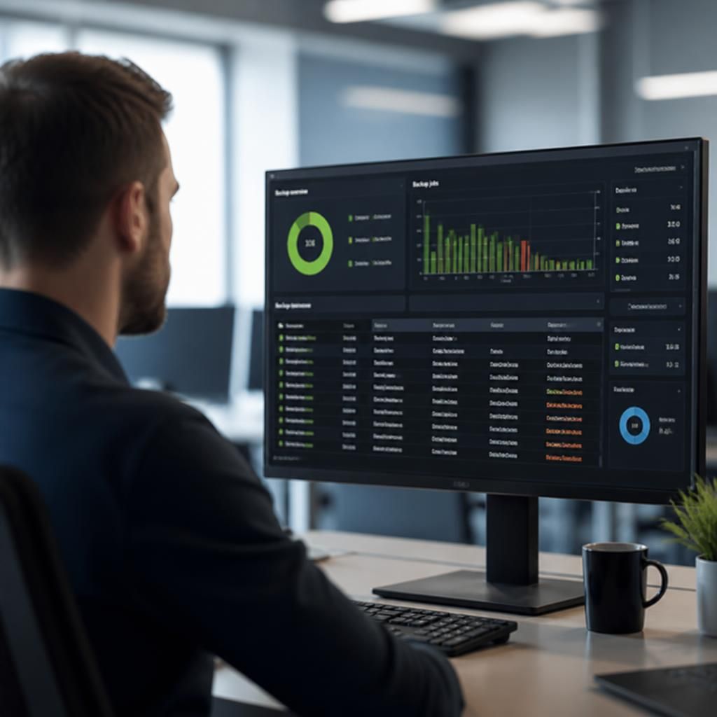 Business data backup schedule displayed on a monitoring dashboard
