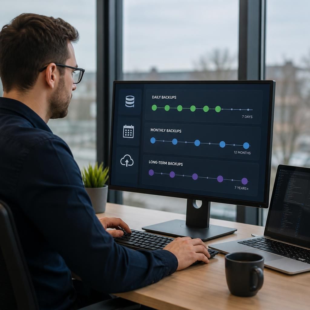 Backup retention schedule showing daily, monthly and long-term recovery points