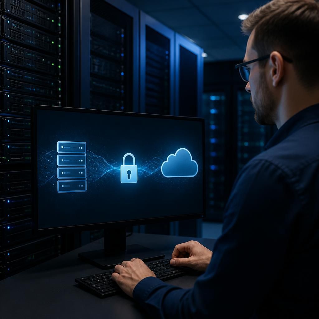 Backup data moving between a server and encrypted cloud storage