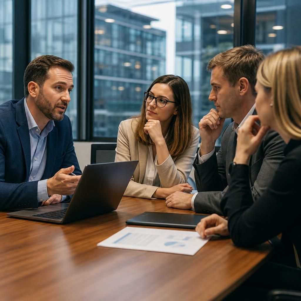 Professional services team reviewing secure server backup arrangements