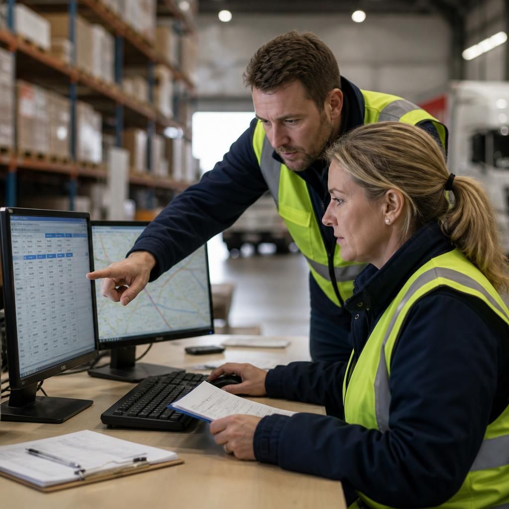 Logistics team using business systems supported by protected server backups