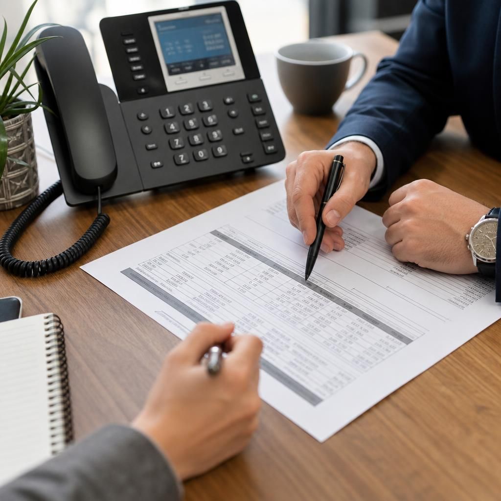 Business VoIP contract showing service terms, support arrangements and call charges