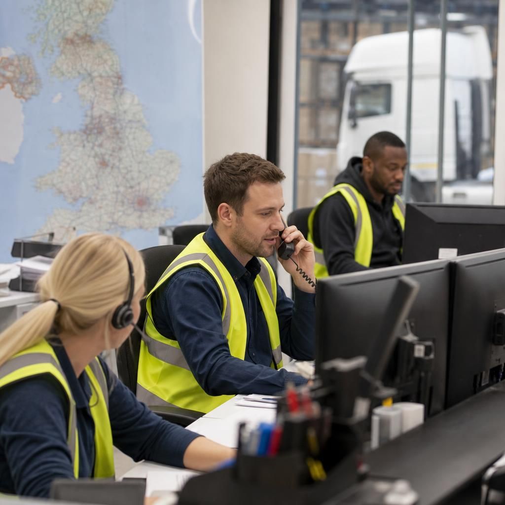Logistics team coordinating deliveries and customer communications