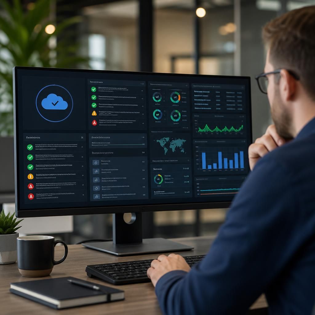 Security dashboard showing cloud configuration checks and endpoint control status