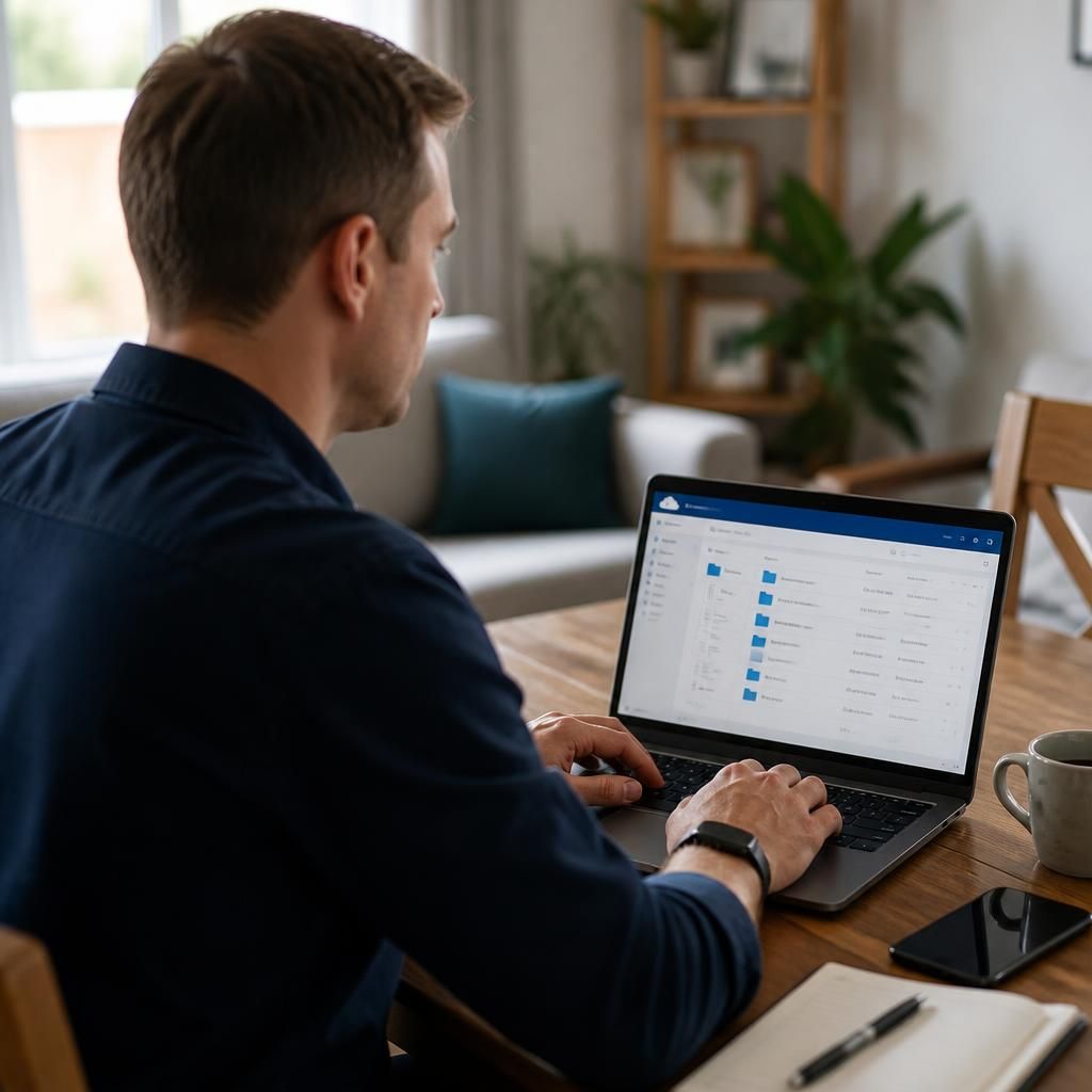Employee using a personal laptop to access a business cloud application