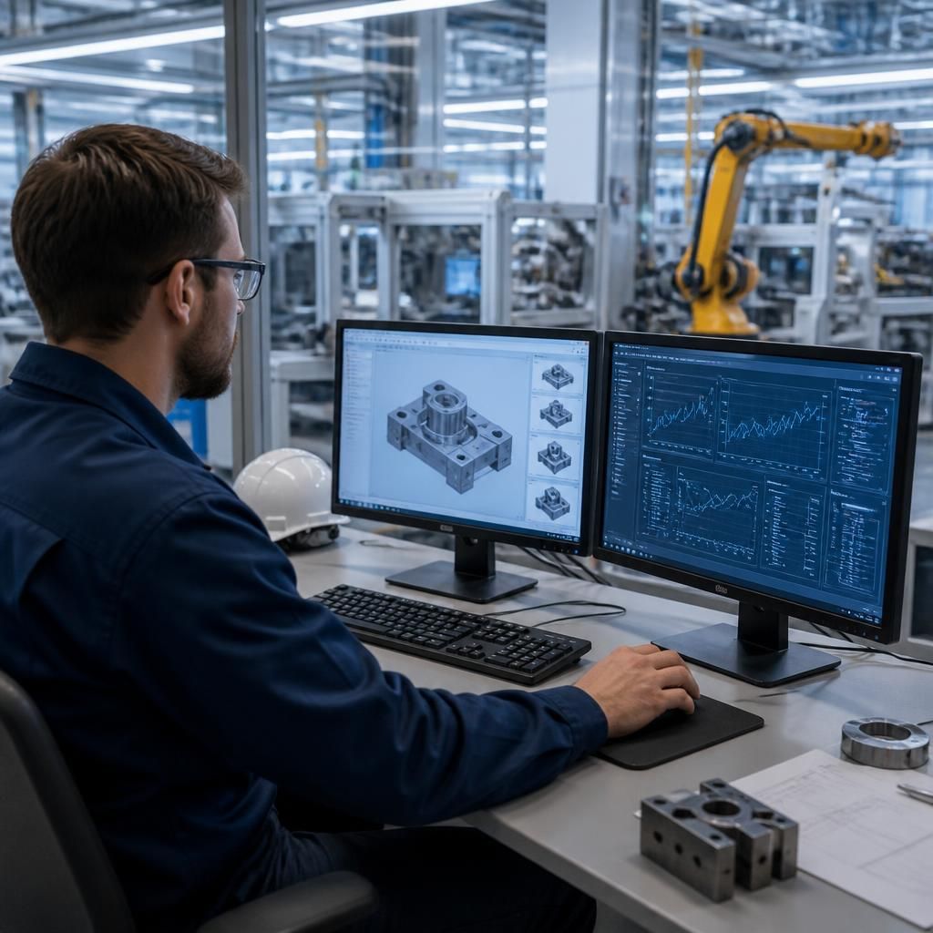 Manufacturing employee using a secured workstation connected to business systems