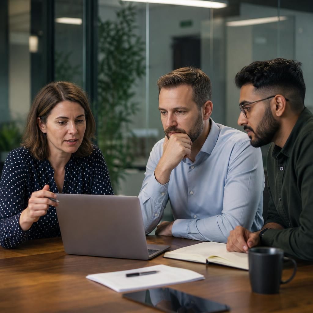 Team reviewing a cyber incident response checklist on a laptop