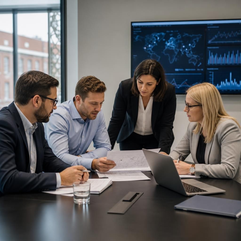 IT consultancy review with a professional services team examining business systems