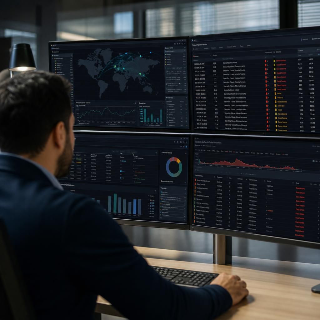 Network traffic alerts alongside centralised security event records on a monitoring dashboard