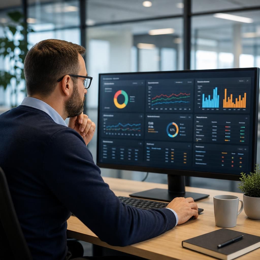 Cyber security dashboard showing risk trends, vulnerability status and incident response data