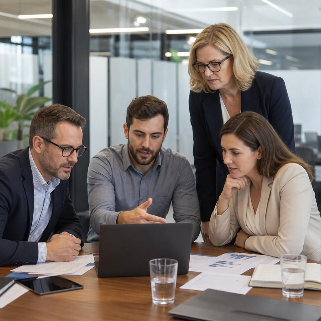 IT support adviser reviewing systems with a professional services team