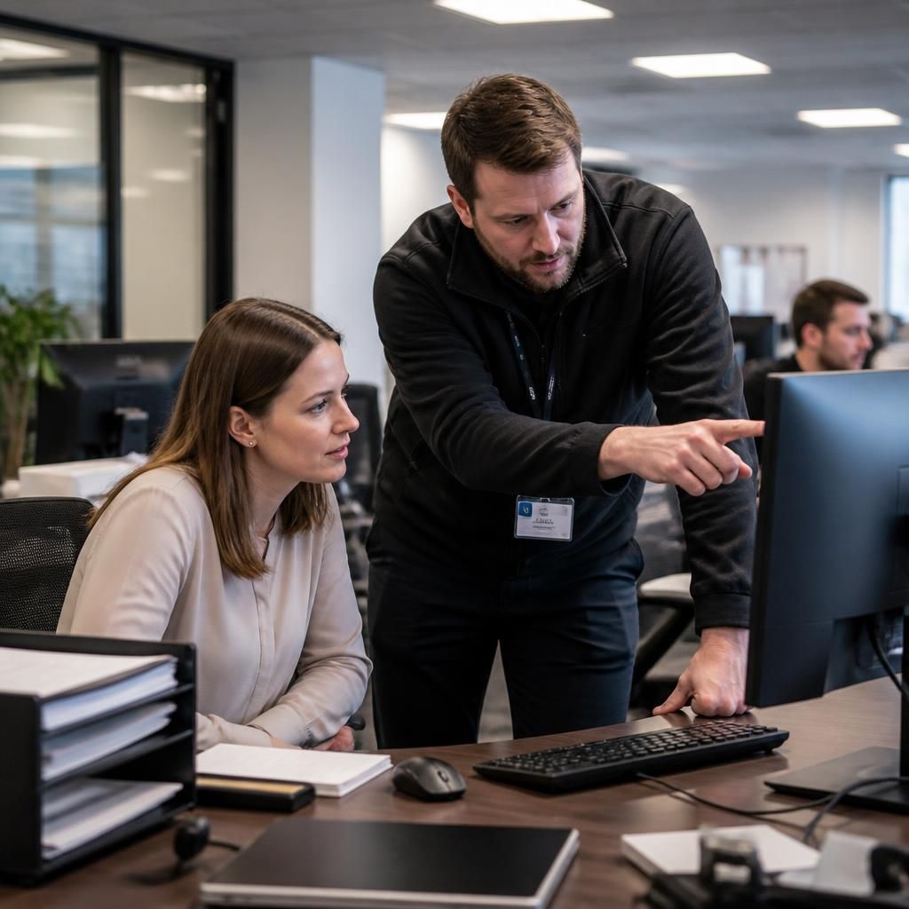 IT technician supporting users at a professional services office
