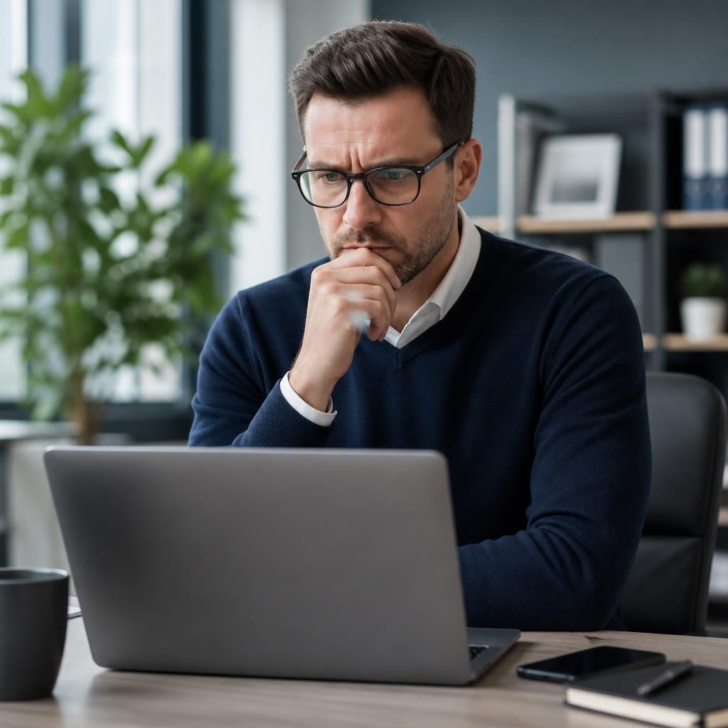 Employee reviewing a suspicious business email on a laptop