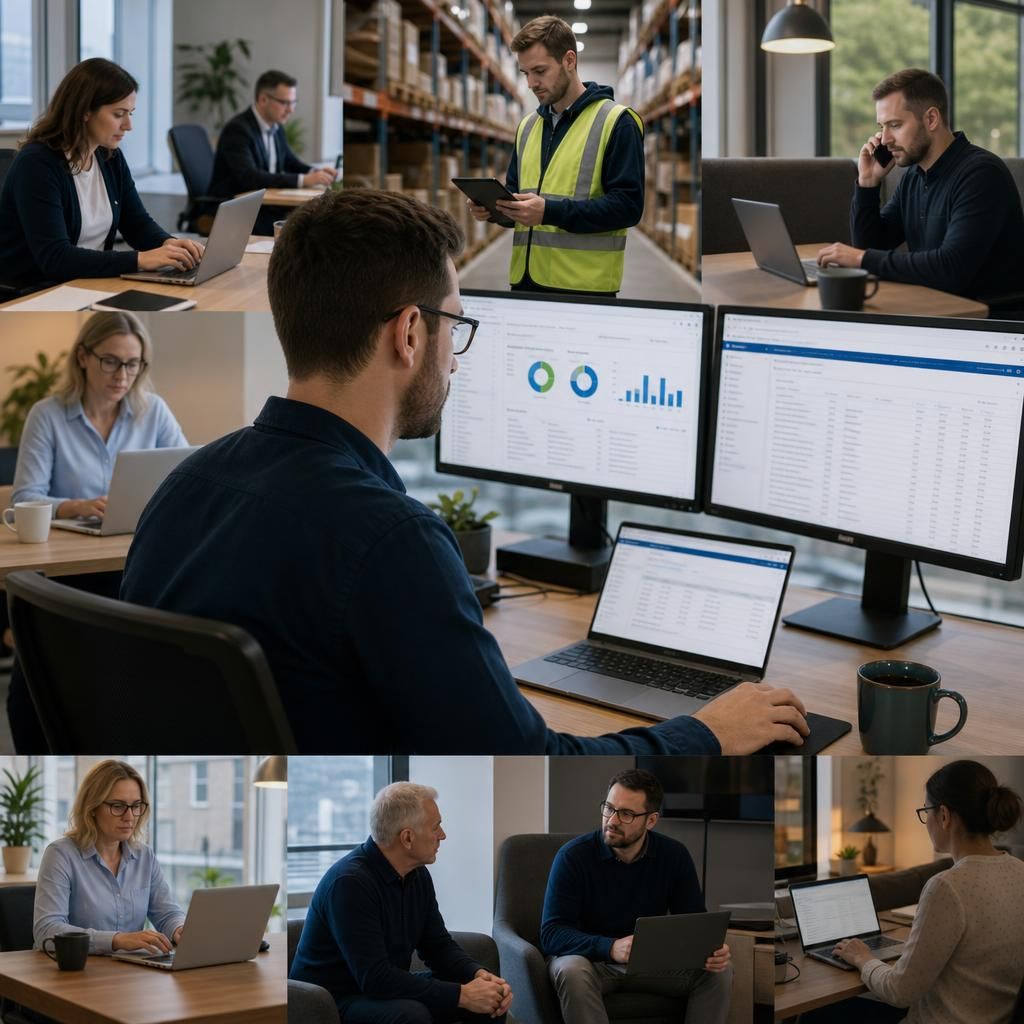 Employees working across multiple business locations with managed technology