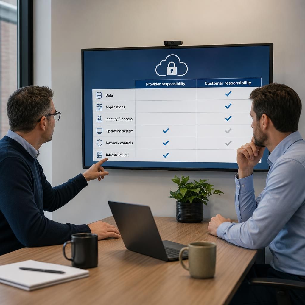 Cloud security responsibility matrix showing provider and customer control areas