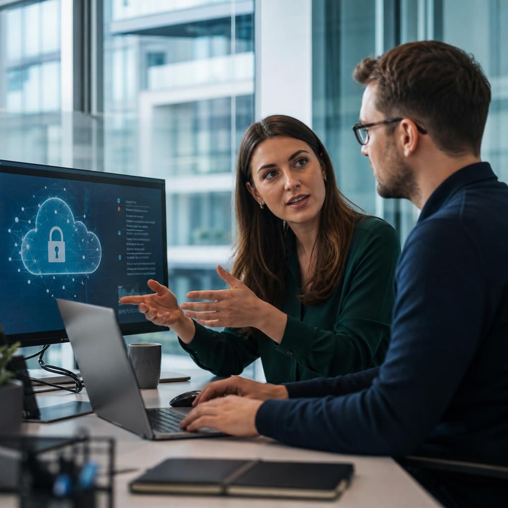 Growing business team discussing cloud access and security controls
