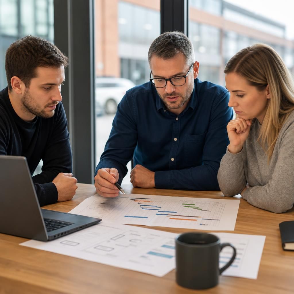 IT project plan showing onboarding tasks, dependencies and support handover