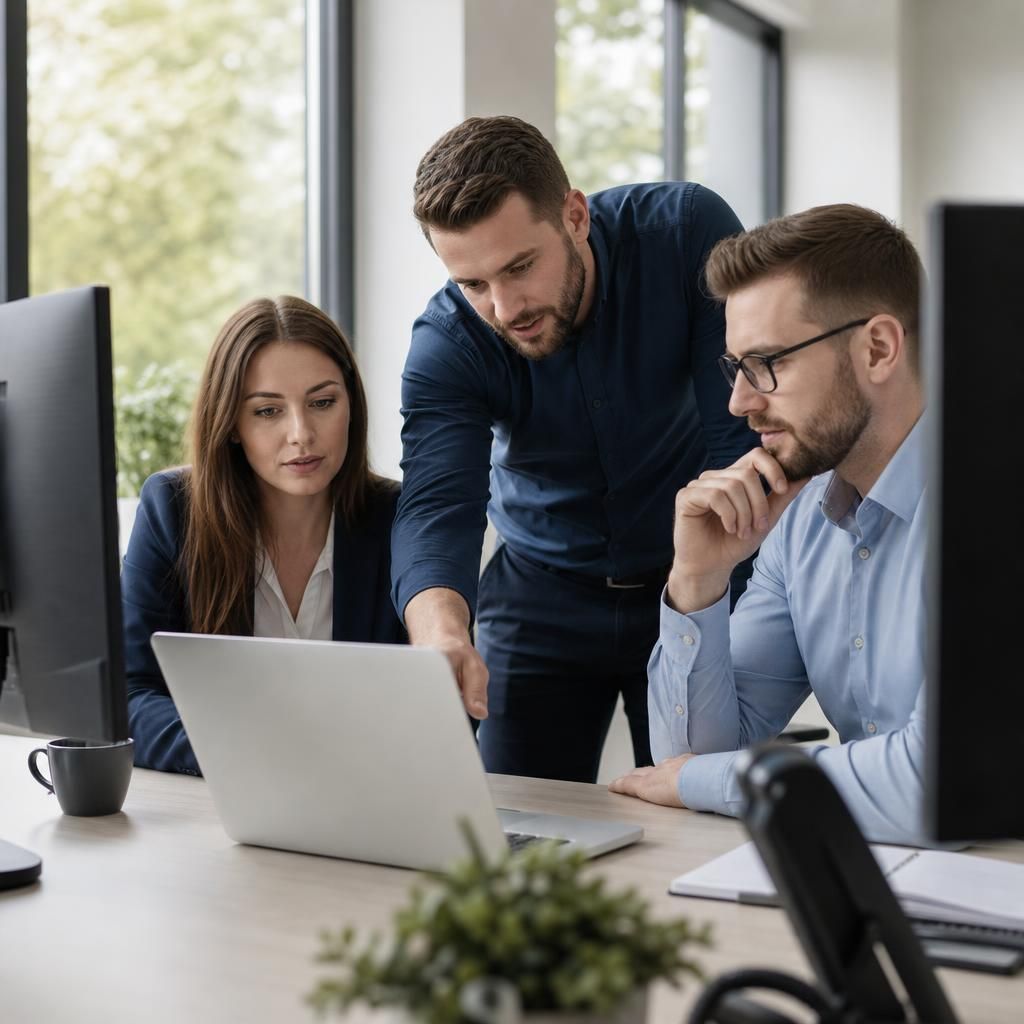 IT consultant reviewing systems with a professional services team