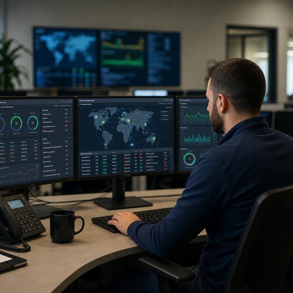 Network operations dashboard showing connected offices and site status