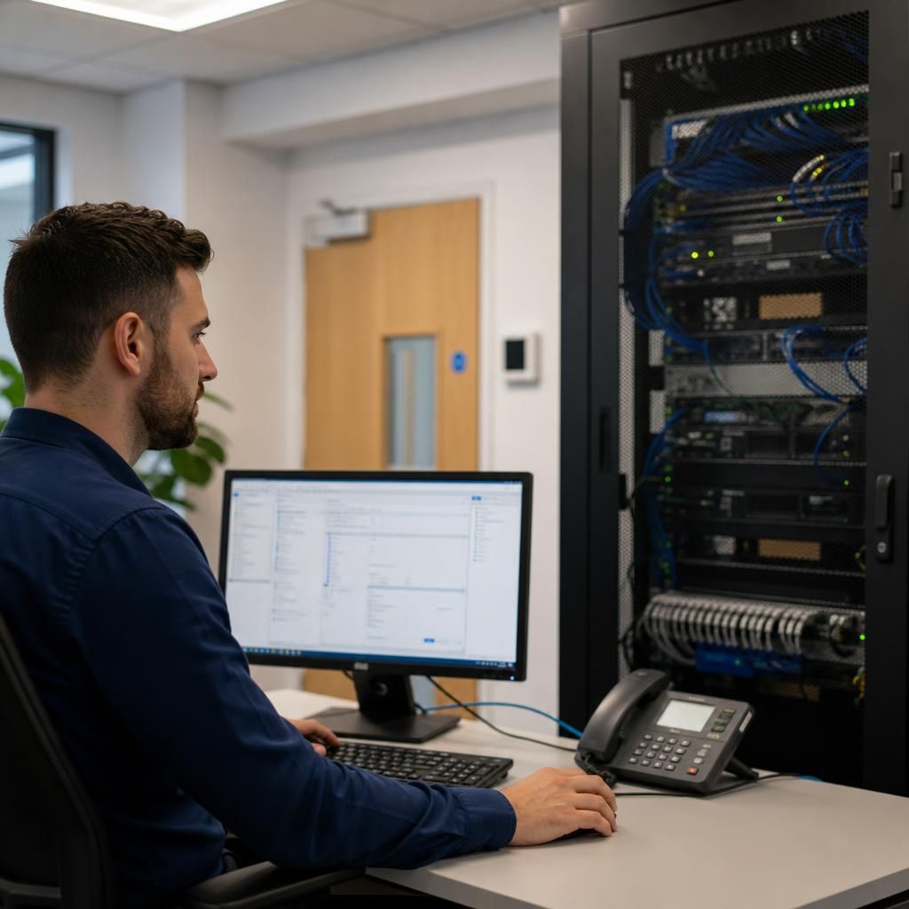 IT support and networking equipment in a professional services office