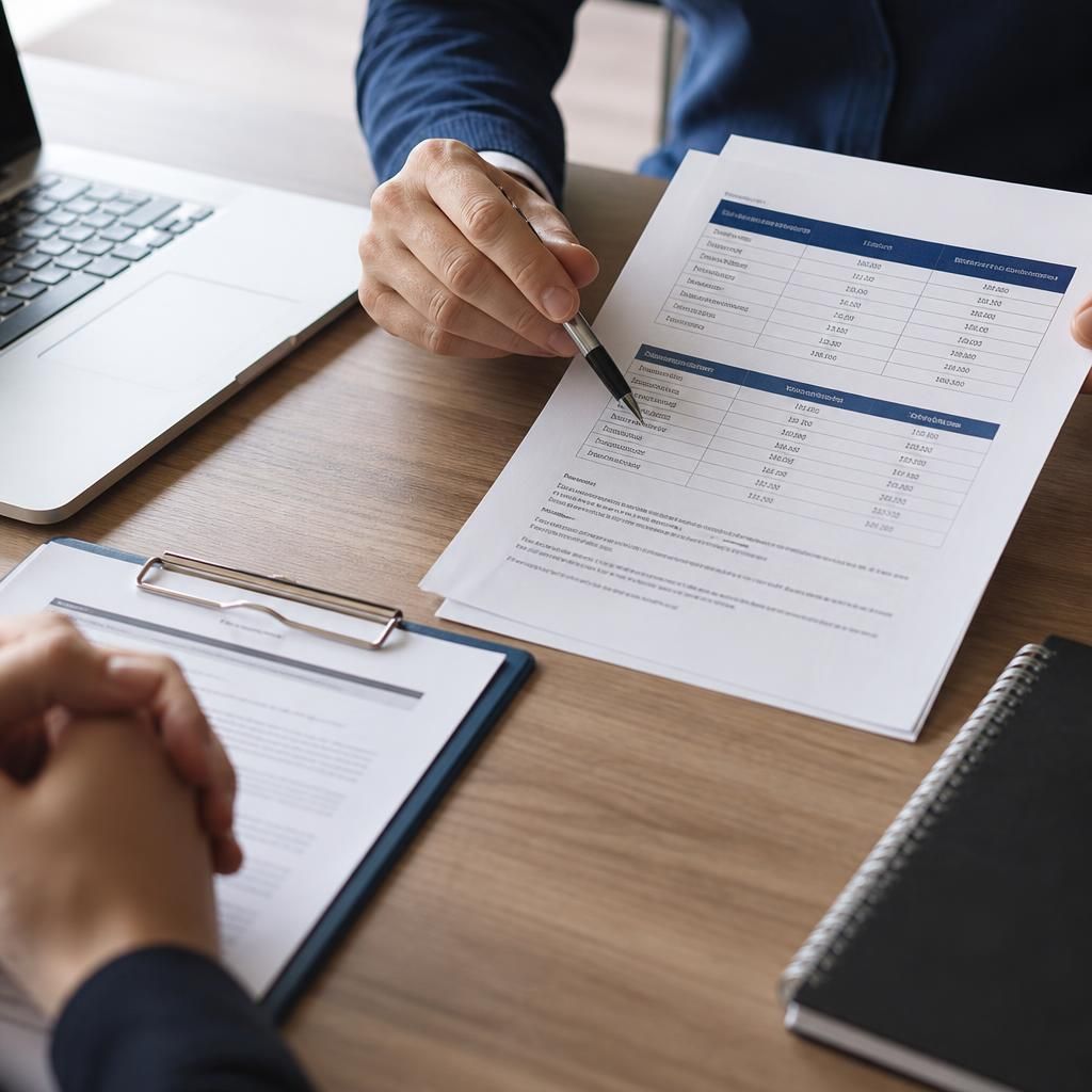 Managed IT service agreement showing contract terms and pricing tables on a desk