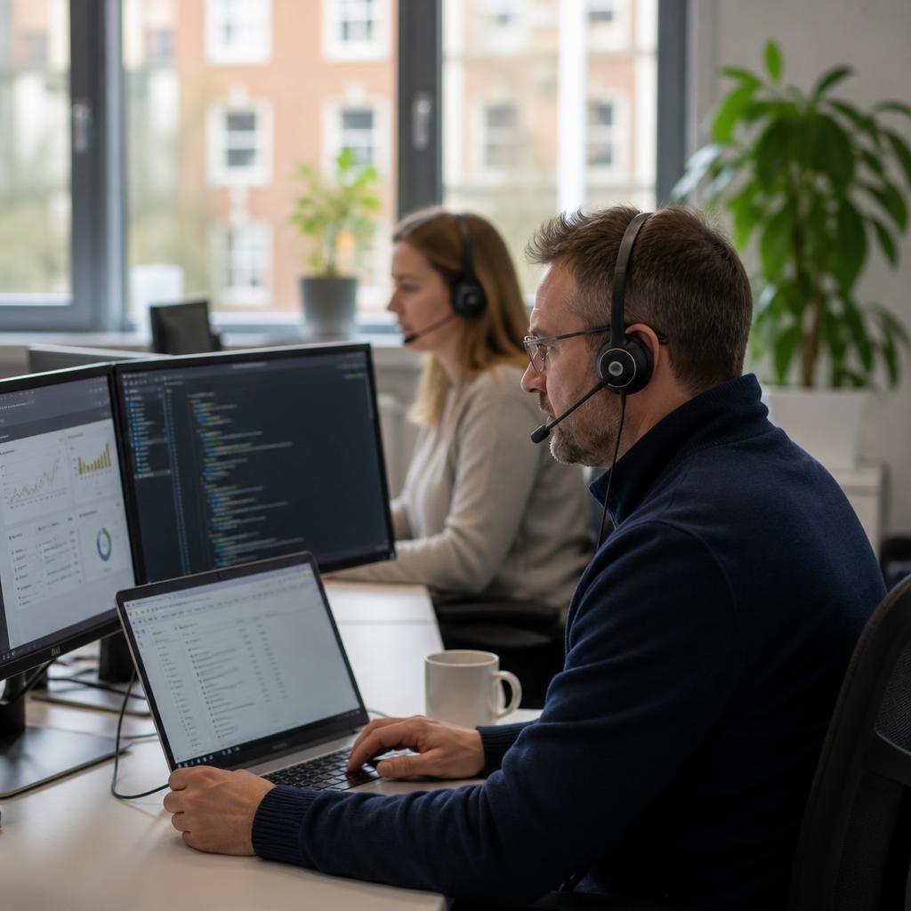 Professional services team working securely across business devices