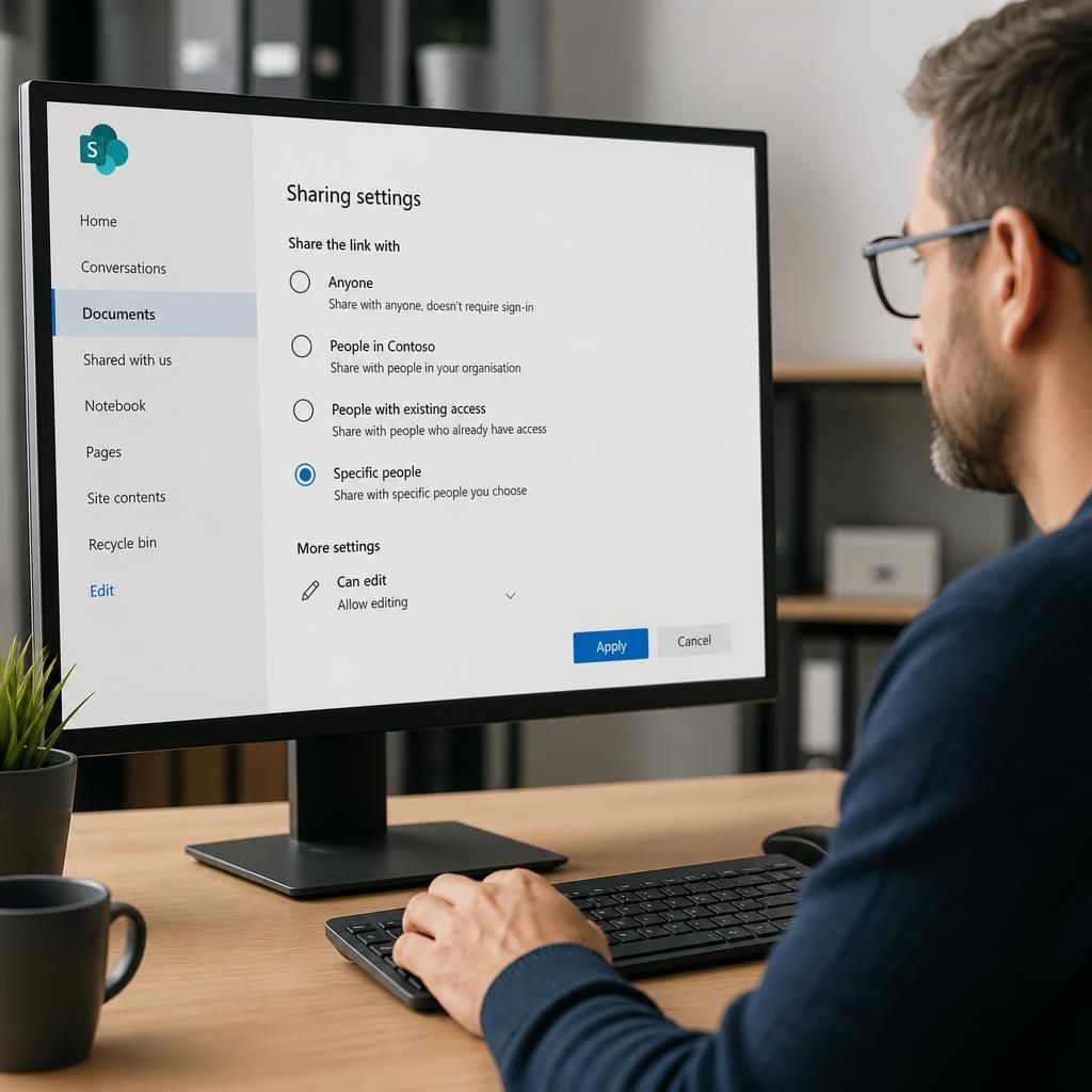 SharePoint external sharing settings showing guest access and link permissions
