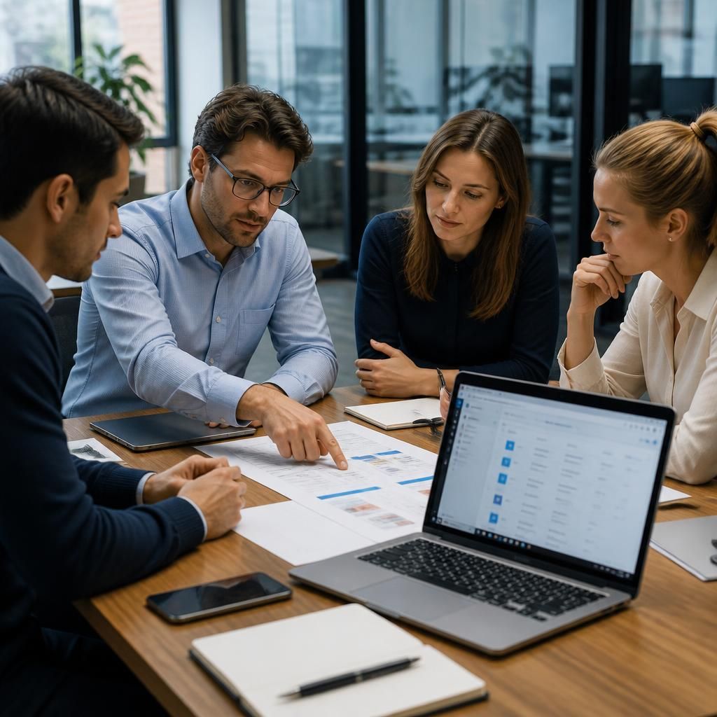Professional services team reviewing Microsoft 365 documents and access controls