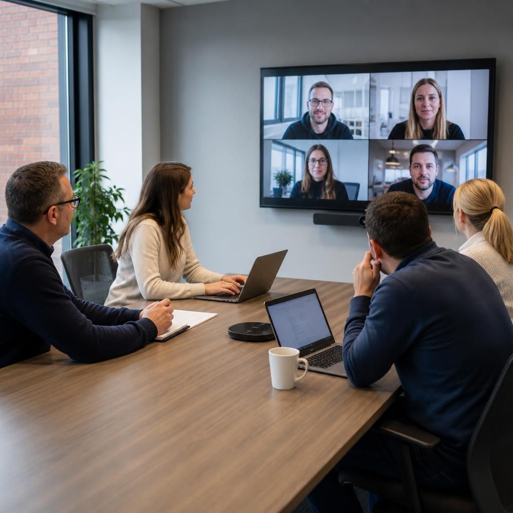 Staff from multiple business locations reviewing Microsoft 365 migration arrangements