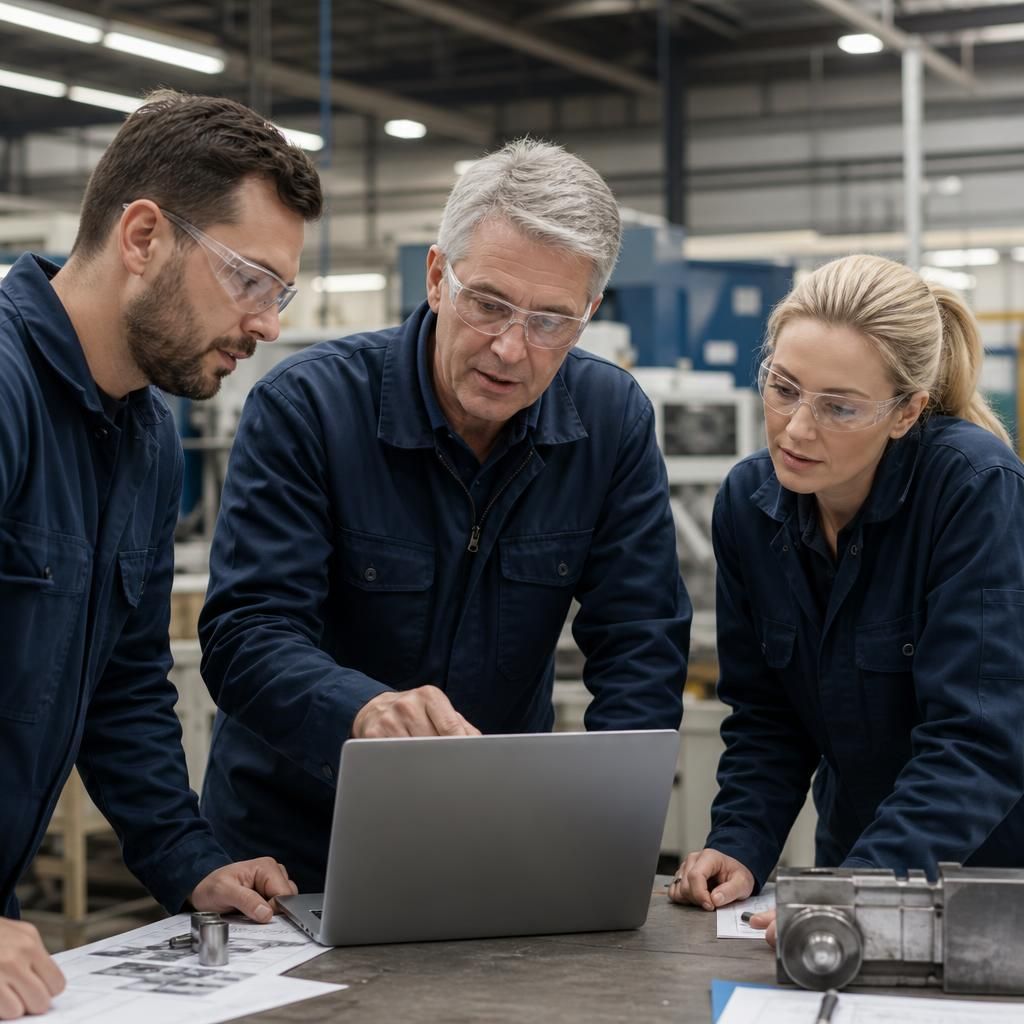Manufacturing team using Microsoft 365 collaboration tools in an operational setting