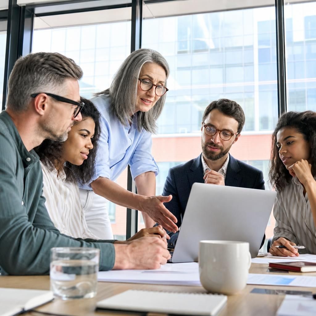 Professional services team reviewing Microsoft 365 documents together