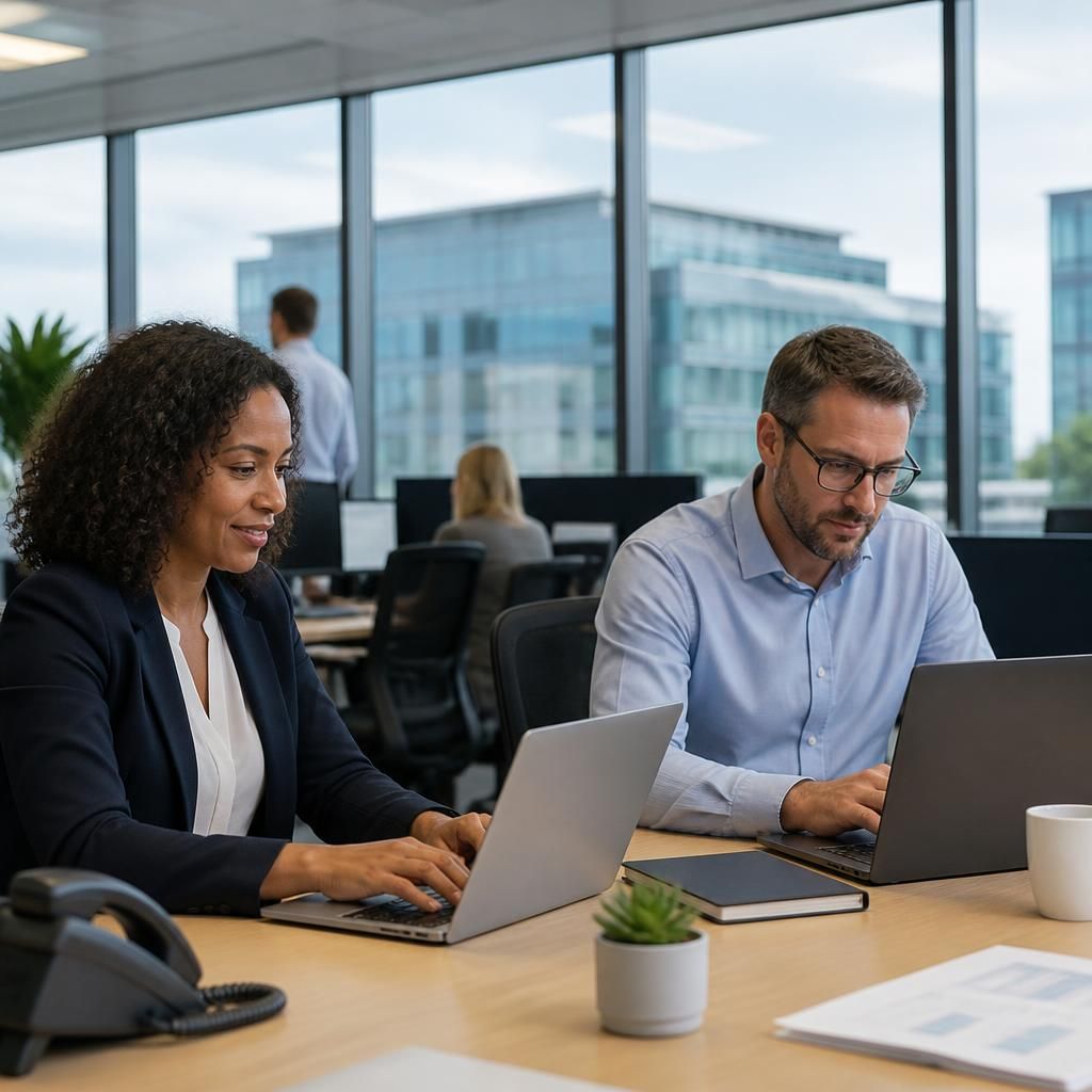 Staff working between two connected business sites