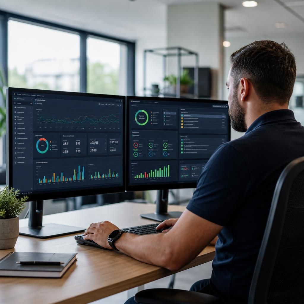 IT service dashboard showing incident trends, security checks and project actions