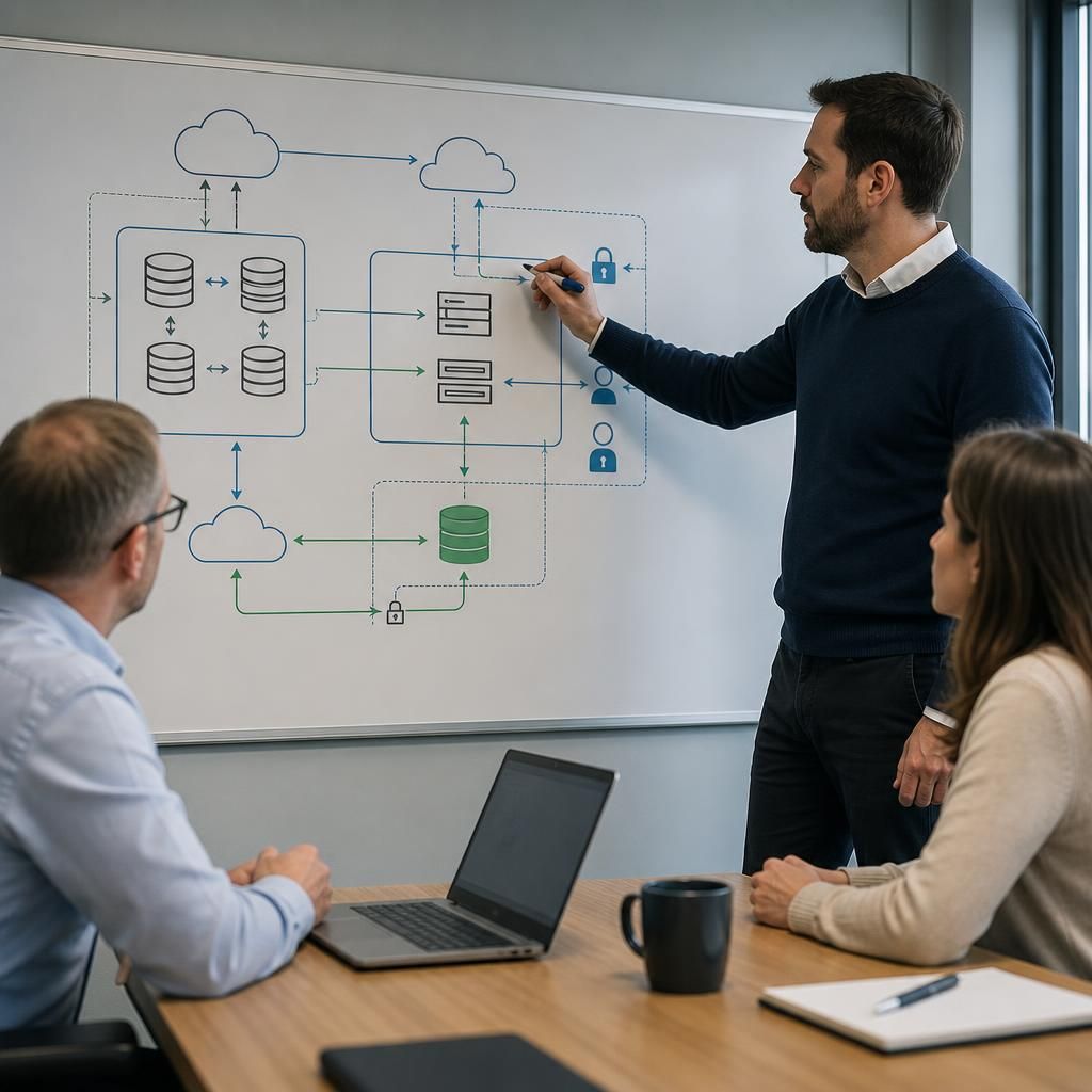 Diagram of data flows between storage locations, backup systems and provider administrators