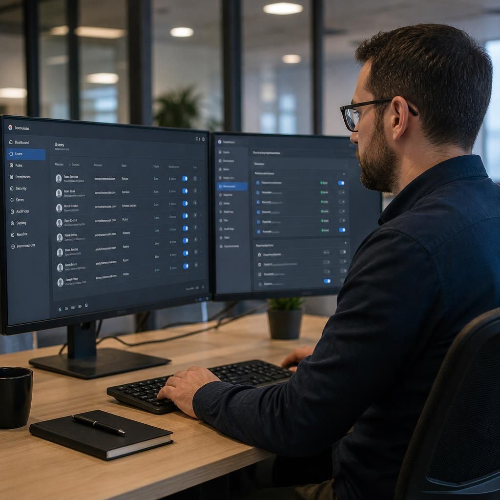 Administrator reviewing user permissions in a security management dashboard