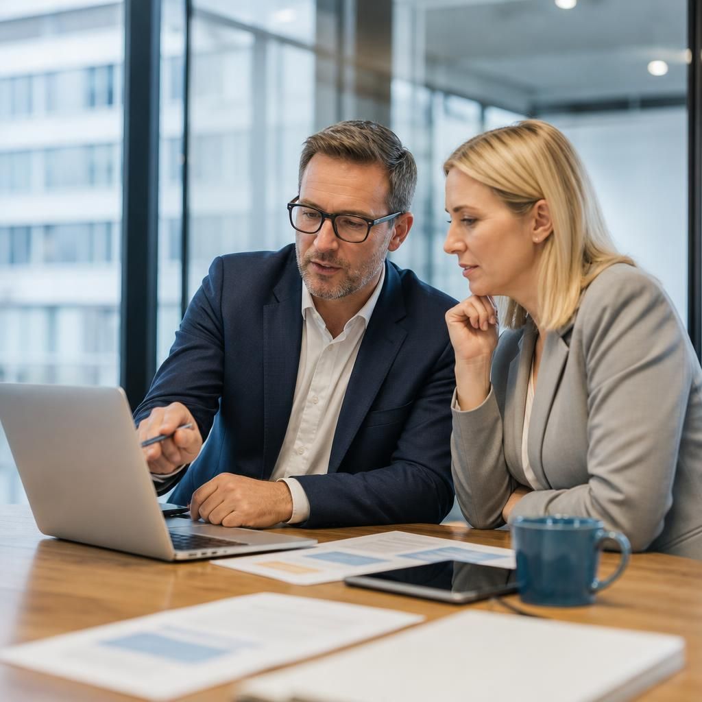 Business advisers reviewing cloud applications and secure document access