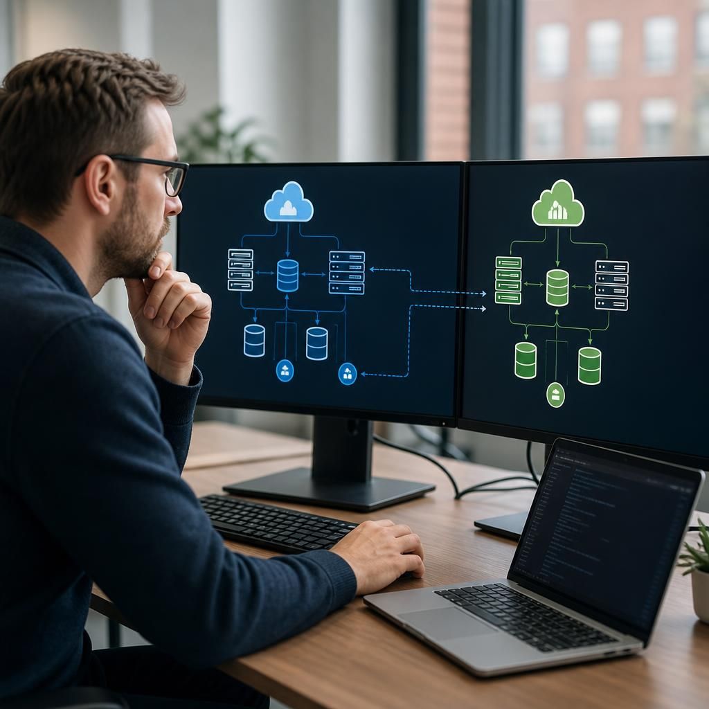 Cloud servers, network connections and data stores mapped between two IaaS platforms