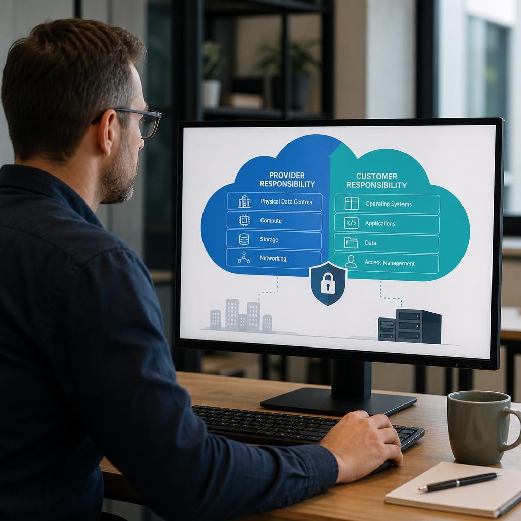 Diagram showing shared security responsibilities between an IaaS provider and customer