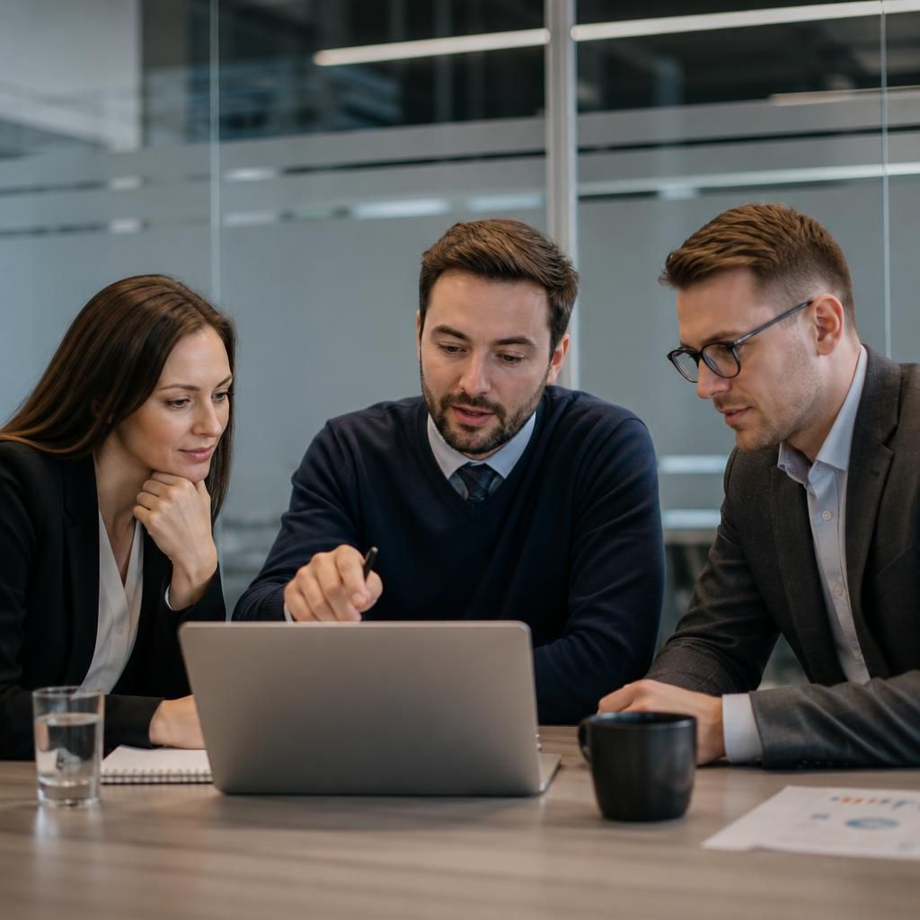 Professional services team reviewing managed IT infrastructure with a technology adviser