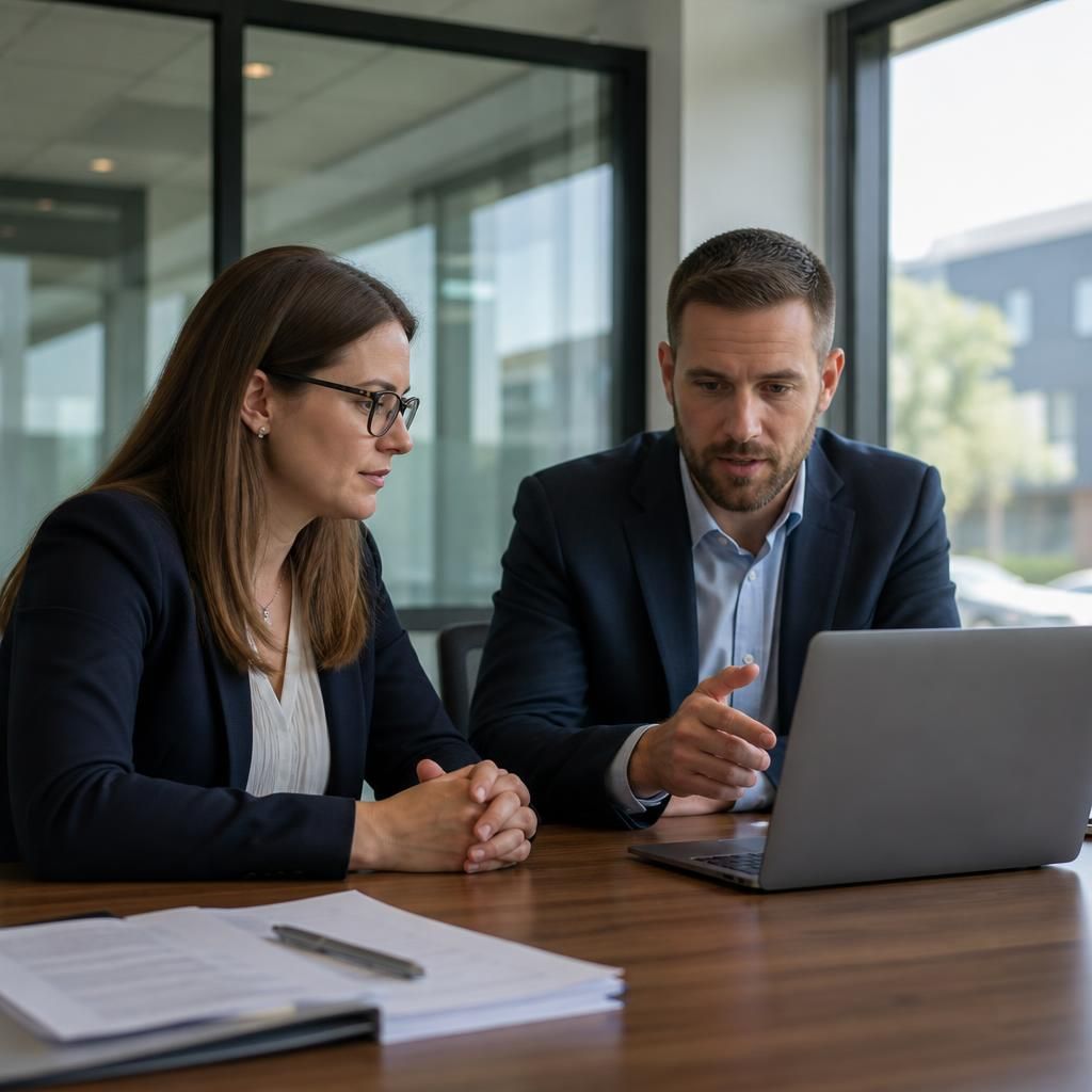 Professional services team reviewing virtual IT systems